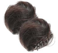 Cat Ear Hair Bun Extension Black 2pcs Fluffy Silk Hairpiece