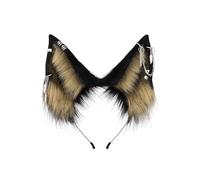 Cat Ear HairBand Faux Fur Animal Ears Metal Chain Punk Dark Cosplay Custume Gothic Style Headwear