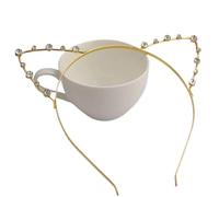 Cat Ear Headband Diamond-studded Alloy New Rabbit Ears Korean Version of The Small Fresh Hair Band Cute Hair Accessories(Gold)
