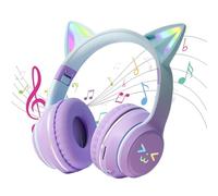 Cat Ear Headset, Wireless Cat Ear Headphones, Child Over-Ear Headset, Folding Music Headphones, Gradient Color Headset, LED Light Headphones, Kids Wireless Headphones, Cat Ear Music Headset