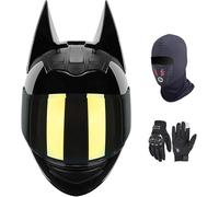 Cat Ear Helmet Full Face Motorcycle Helmet ECE 22.06 Certified, Personality Cool Flip Up Motorcycle Helmets for Road Riding Street Racing Helmet - Unisex 3,XL/(60~62cm)