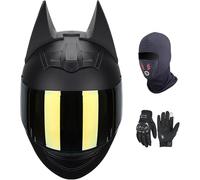 Cat Ear Helmet Full Face Motorcycle Helmet ECE 22.06 Certified, Personality Cool Flip Up Motorcycle Helmets for Road Riding Street Racing Helmet - Unisex 6,XL/(60~62cm)