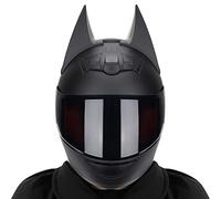 Cat Ear Knight Helmet, Full Face Motorcycle Helmets, Personalized Cool Cat Ears Electric Moped Scooter Full Face Racing Couple Men's Women's Locomotive Gift, DOT/ECE Approved,Matt Black B,M