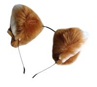 Cat Ear Plush Fluffy Cosplay Accessory Brown Party Headband | Makeup Photo Prop, Comfortable Wearing and Hair Fixing, Charming Brown Animal Ears Style for Halloween Season