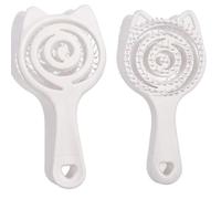 Cat Ear-Shaped Soft Bristle Small Dog Brush for Yorkie, Shih Tzu, Maltipoo and More - Gentle Grooming Tool with Hollow Back, Ideal for Puppy Hair Removal and Coat Maintenance (White)