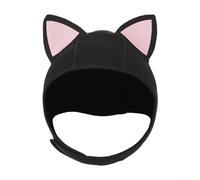 Cat Ear Swim Cap, Warm Neoprene Diving Hat with Ventilation Holes, Adjustable Snorkeling Surfing Headgear for Cold Water, Black