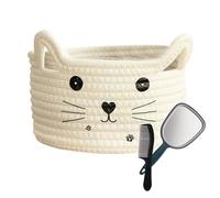 Cat Ear Woven Basket Jute 8.2x4.7 Inch | Decorative Storage Bin | Laundry Organizer Container | Toy Towel Accessory Blanket Clothes Holder for Cat Dog Gift Basket Use Tidy Accessories