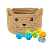 Cat Ear Woven Basket Jute 8.2x4.7 Inch | Decorative Storage Bin | Laundry Organizer Container | Toy Towel Accessory Blanket Clothes Holder for Cat Dog Gift Basket Use Tidy Accessories