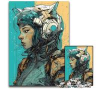 Cat Eared Astronaut Woman Puzzle 1000 Pieces Jigsaw Wooden Jigsaw Interactive Family Game Ideal Family Activity Game 1000 PCS(75x50cm)