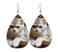 cat earring woman eardrop leather earrings double sided lightweight ear accessories fashion jewelry birthday gift
