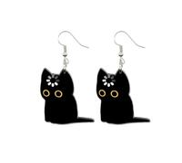 Cat Earrings 2D Cute Black Cat Acrylic Double-Sided Jewelry