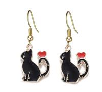 Cat Earrings - Black and Gold Shade, Small, Elegant, Handcrafted and Quirky
