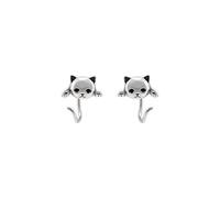 Cat Earrings Half Hoop Earrings for Women Tiny Cat Open Half Hoop Earring Poke Free Earring Dainty Cute Jewelry, Copper, No Gemstone