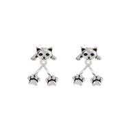 Cat Earrings Studs for Women Cute Cat Paw Stud Earrings Sliver Kitty Earrings Jacket Valentine'S Day Dainty Jewelry, Copper, No Gemstone