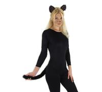 Cat Ears and Tail (Black) Kid And Adult Costume Kit Unisize