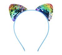 Cat Ears Hairbands Glitter Sequins Cartoon Cute Cat Ears Headband for Girls Dress Up Ears Head Decoration Headband for Festival Party Costume Accessories (Multicolour-a, One Size)