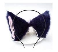 Cat Ears Headband Hair Clips Fox Ears Hair Band Barrettes Women Furry Kitty Kitten Cat Headpiece Hairband Hair Hoop Halloween Party Decoration Cosplay Costume Handmade Hair Accessories Dark Blue Pink