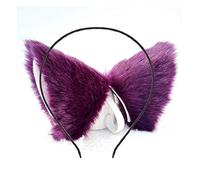 Cat Ears Headband Hair Clips Fox Ears Hair Bands Barrettes Women Furry Kitty Kitten Cat Headpiece Hairband Hair Hoop Halloween Party Decoration Cosplay Costume Handmade Hair Accessories Purple Pink