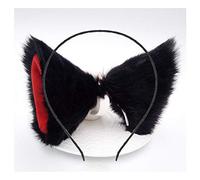 Cat Ears Headband Hair Clips Fox Ears Hair Bands Barrettes Women Furry Kitty Kitten Cat Headpiece Hairband Hair Hoop Halloween Party Decoration Cosplay Costume Handmade Hair Accessories Black Red
