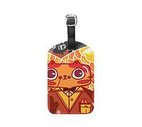 Cat Eat Fish Fond Food Leather Luggage Baggage Suitcase Tag ID Label(3Pcs)