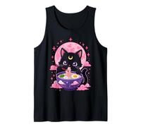 Cat Eat Ramen Japanese Moon Night Starry Kawaii Cat Anime Tank Top