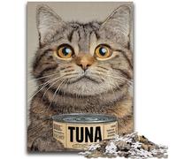 Cat Eating Canned Food 1000 Piece Jigsaw Puzzle for Adults And Teenagers,Challenging To Complete But Fun And Humorous Unique Home Decor And Gifts (38x52cm)