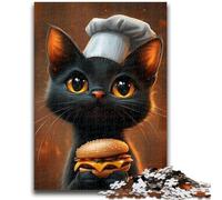 Cat Eating Hamburger 1000 Piece Jigsaw Puzzle for Adults Teens,Educational Games Wall Decoration Unique Birthday And Xmas Gifts (38x26cm)