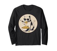 Cat Eating Mac and Cheese Long Sleeve T-Shirt