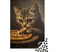 Cat Eating Pizza_3 1000 Piece Puzzle for Relaxing Weekends, 52x38cm/1000pcs