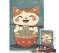 Cat Eating Ramen 1000 Piece Jigsaw Puzzle for Teenagers Brain Teasing Mindful Leisure Smooth Edges Chic Xmas Gift (38x26cm)