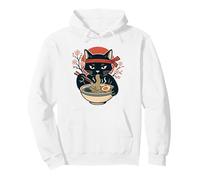 Cat Eating Ramen Japan Retro Funny Pullover Hoodie