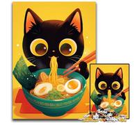 Cat Eating Ramen Jigsaw Puzzle 1000Pieces Impossible Jigsaw Puzzles for Adults Educational Toy for Teenagers Home Office Decor 1000 PCS(38x26cm)