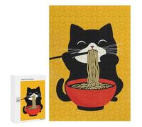 Cat Eating Ramen Jigsaw Puzzle for Adults And Families, 300 PCS, A Mindful Leisure Activity for Puzzle Lovers, for Family Fun