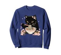 Cat Eating Ramen Noodles Cute Kawaii Japanese Cherry Blossom Sweatshirt