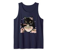 Cat Eating Ramen Noodles Cute Kawaii Japanese Cherry Blossom Tank Top