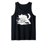 Cat Eating Ramen Noodles Funny Anime Lover Japanese Food Tank Top
