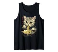 Cat Eating Ramen Retro Japanese Aesthetic Cute Funny Vintage Tank Top