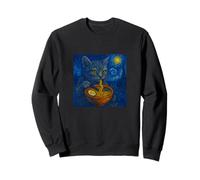 Cat Eating Ramen Vincent Van Goghs Style Starry Night Sweatshirt