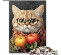 Cat Eating Vegetables Jigsaw Puzzles for Adults, Educational Stress Relief Toy for Is Ideal As A Gift for The Whole Family 50x75cm