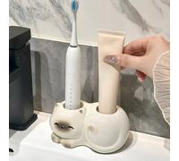 Cat Electric Toothbrush Holder Chic Cute Siamese Ceramic Bathroom Organizer with Toothpaste Dispenser and Vanity Storage (Siamese)