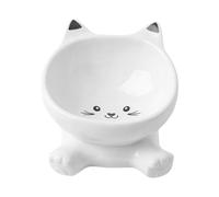 Cat Elevated Food Bowl Tall Ceramic Angled Spill-Proof | Cat Bowls for Indoor Cats Elevated Slanted Angled Feeding Drinking Eating for Kitten Puppy Apartment City Living Travel