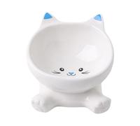 Cat Elevated Food Bowl Tall Ceramic Angled Spill-Proof | Raised Cat Bowls for Indoor Cats for Pet, Kitten, Eating, Drinking, Feeding, Apartment, City Living, Travel