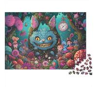 Cat Elf Jigsaws 1000 Pieces for Adults on Thick Blue Board Jigsaws for Adults Floral Cheshire Cat As A Fun And Challenging Family Game for Collectible Art 70x50cm/1000pcs
