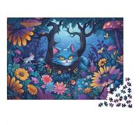 Cat Elf Puzzles for Adults 1000 Pieces with No Puzzle Dust Jig Saws Floral Cheshire Cat As Difficult Puzzles for Tabletop Games And Digital Detox 70x50cm/1000pcs