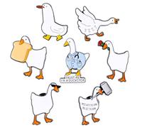 Cat Enamel Brooch Funny Cartoon Animal Pin Cute Alloy Lapel Pins Halloween Cat Decoration Badge Clip for Clothes Valentine's Day Gift (Goose, 7)