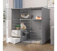Cat enclosure Cat Cage, Cat Crate with Litter Box, Indoor Cat Enclosure for Small Animal Detachable Cat House Kitten Crate for Ferret Kitty, Bunny, Rabbit, Small Animals (One Color 111x95x109cm)