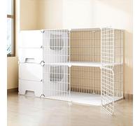 Cat enclosure Cat Cage with Cat Litter Box, Large Cat Kennels Detachable Metal, Breeding Cat Villa, Extra Large Space for Ferret Kitty, Bunny, Rabbit, Small Animals (White 105x35x70cm)