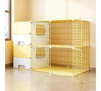 Cat enclosure Cat Cage with Cat Litter Box, Large Cat Kennels Detachable Metal, Breeding Cat Villa, Extra Large Space for Ferret Kitty, Bunny, Rabbit, Small Animals (Yellow 105x35x70cm)