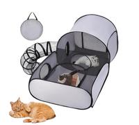 Cat Enclosure - Foldable 120cm Pet Pen Tunnel System Lightweight Mesh Play Yard Secure Carrier | Interactive Kitten Puppy Exercise Playground Outdoor Travel House Easy Setup Netting Fence Safetys