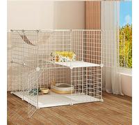 Cat Enclosure Indoor Large Cat Cage Wire Fence Removable DIY Dog Cage Cat Carrier Pet Playground Cat Tree Great For 1-2 Cats Outdoor Cat Fence Travel Campi(White-75x75x75cm/29.5x29.5x29.5in)